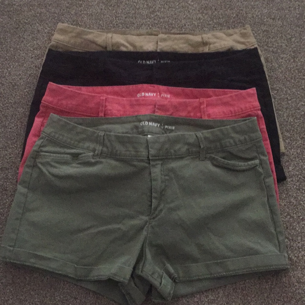 4 pairs of Old Navy Pixie shorts, 3”, Size 8 or 29
